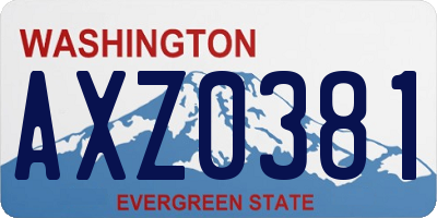 WA license plate AXZ0381