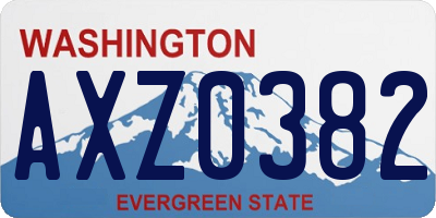 WA license plate AXZ0382