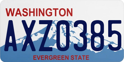 WA license plate AXZ0385