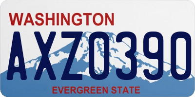 WA license plate AXZ0390