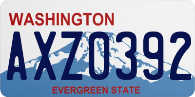 WA license plate AXZ0392