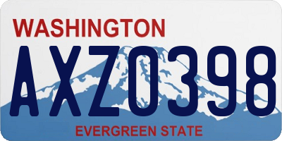 WA license plate AXZ0398
