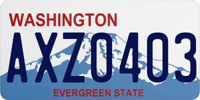 WA license plate AXZ0403