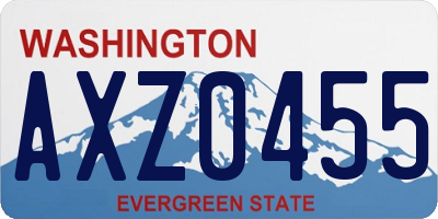 WA license plate AXZ0455