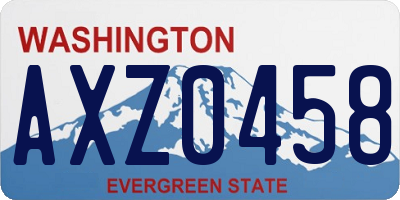 WA license plate AXZ0458
