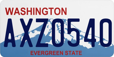 WA license plate AXZ0540