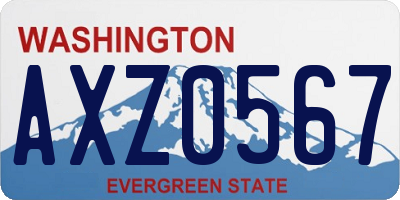 WA license plate AXZ0567