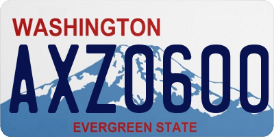 WA license plate AXZ0600