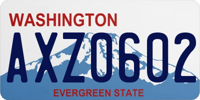 WA license plate AXZ0602