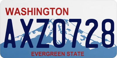 WA license plate AXZ0728