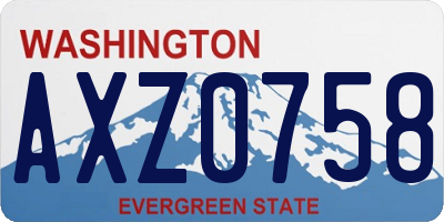 WA license plate AXZ0758