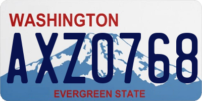 WA license plate AXZ0768