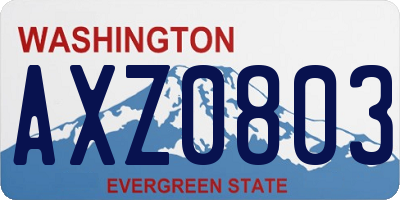 WA license plate AXZ0803