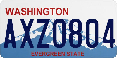 WA license plate AXZ0804
