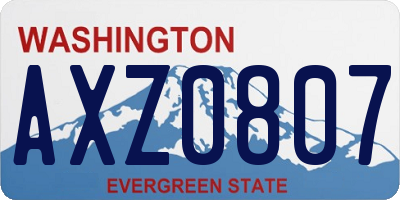 WA license plate AXZ0807