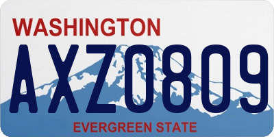 WA license plate AXZ0809