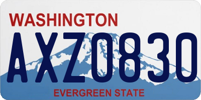 WA license plate AXZ0830