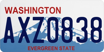 WA license plate AXZ0838