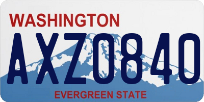 WA license plate AXZ0840