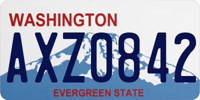 WA license plate AXZ0842