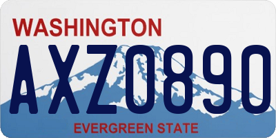 WA license plate AXZ0890