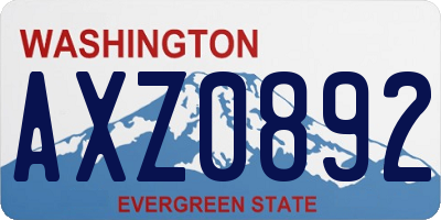 WA license plate AXZ0892
