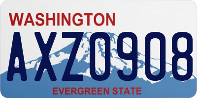 WA license plate AXZ0908