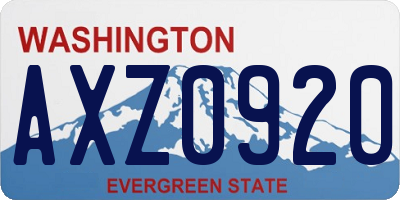 WA license plate AXZ0920