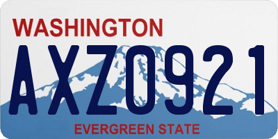 WA license plate AXZ0921
