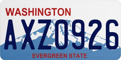 WA license plate AXZ0926