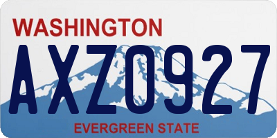 WA license plate AXZ0927