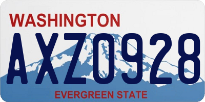 WA license plate AXZ0928