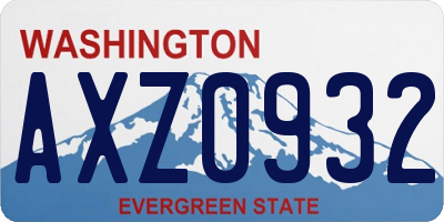 WA license plate AXZ0932