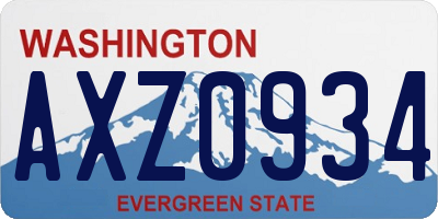 WA license plate AXZ0934