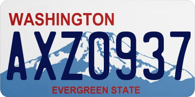 WA license plate AXZ0937