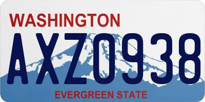 WA license plate AXZ0938
