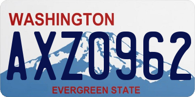 WA license plate AXZ0962