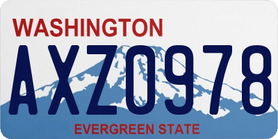 WA license plate AXZ0978