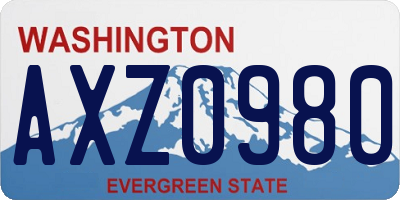 WA license plate AXZ0980