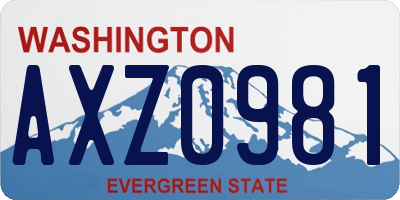 WA license plate AXZ0981
