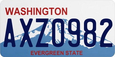 WA license plate AXZ0982