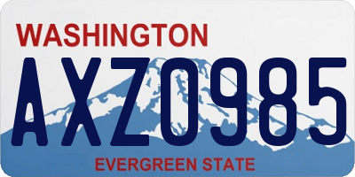 WA license plate AXZ0985