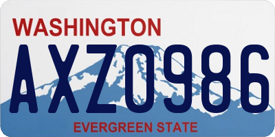 WA license plate AXZ0986