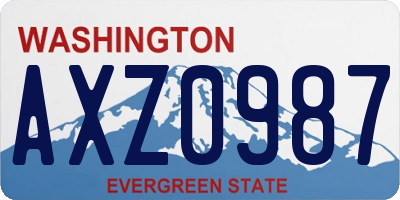 WA license plate AXZ0987