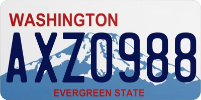 WA license plate AXZ0988