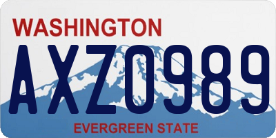 WA license plate AXZ0989