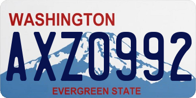 WA license plate AXZ0992