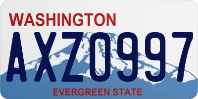 WA license plate AXZ0997