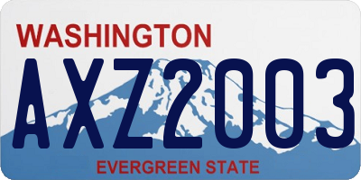 WA license plate AXZ2003