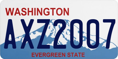 WA license plate AXZ2007